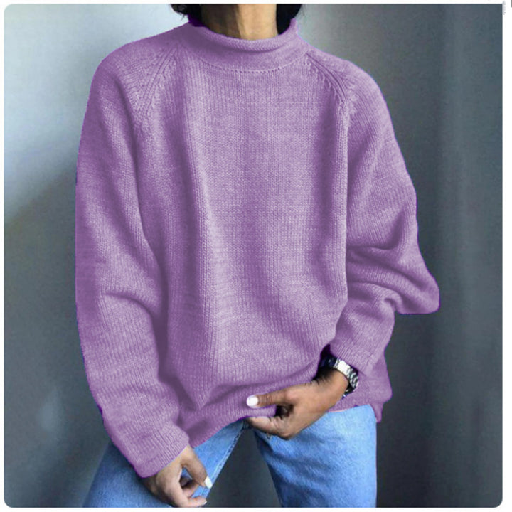 Damen nan kastiger Feinstrickpullover mit kurzem Stehkragen und Raglanärmeln Drune