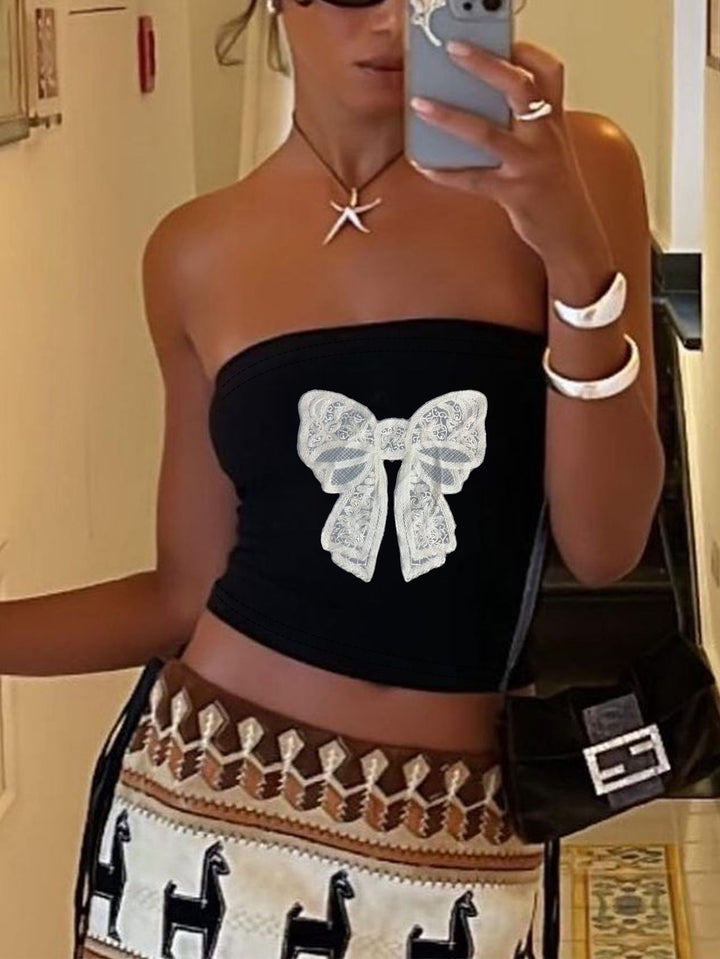 Damen Bandeau-Top mit auffälligem Statement-Aufdruck Drune