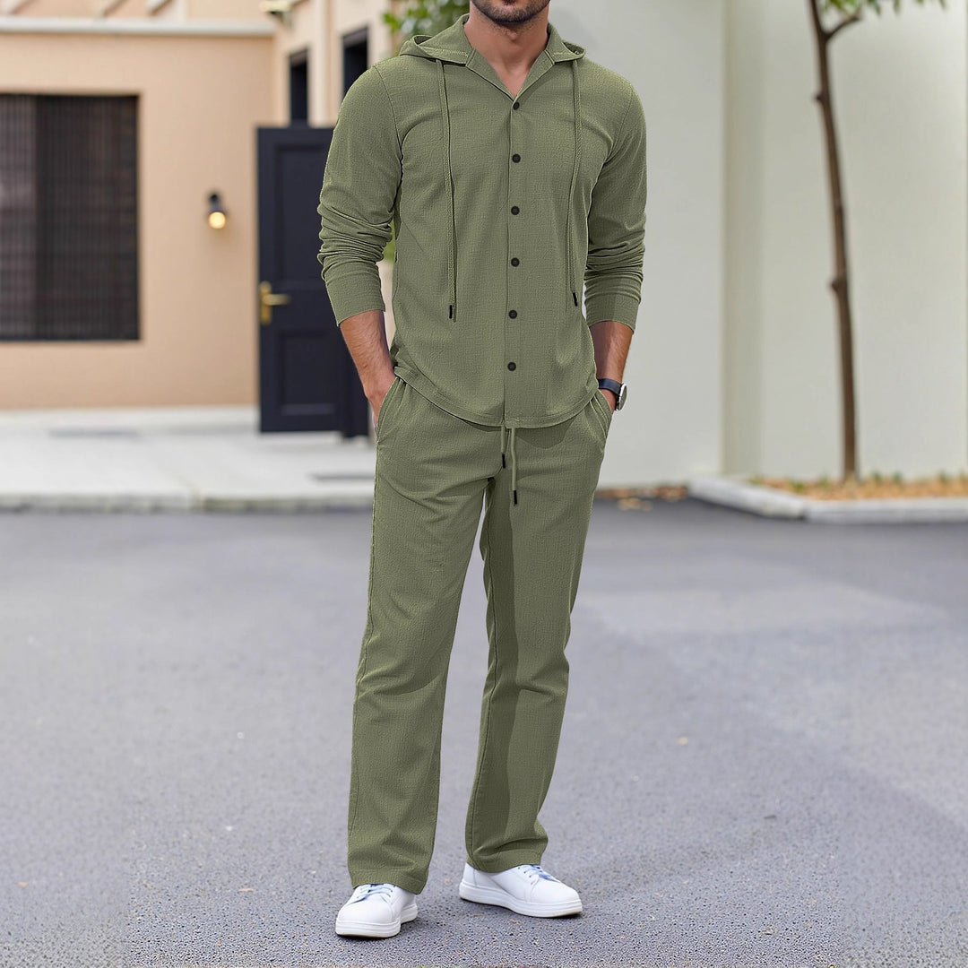 Herren lässiges Kapuzenshirt mit praktischen Taschen und Jogginghose Drune