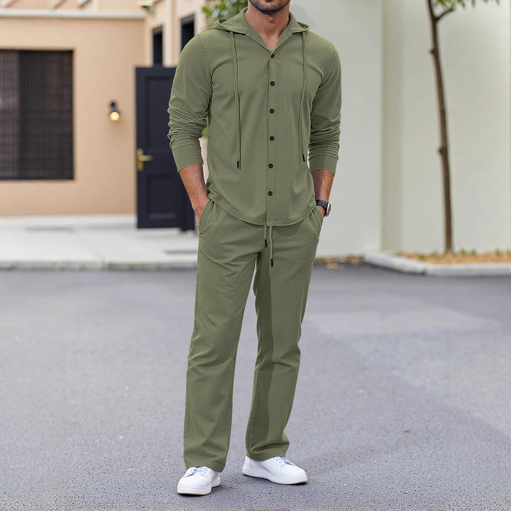 Herren lässiges Kapuzenshirt mit praktischen Taschen und Jogginghose Drune