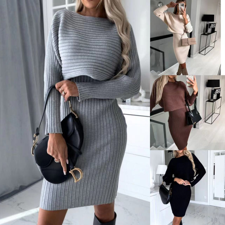 Damen Strickkleid mit Raffinierten Rippen und Stilvollem Oversized Schnitt Drune