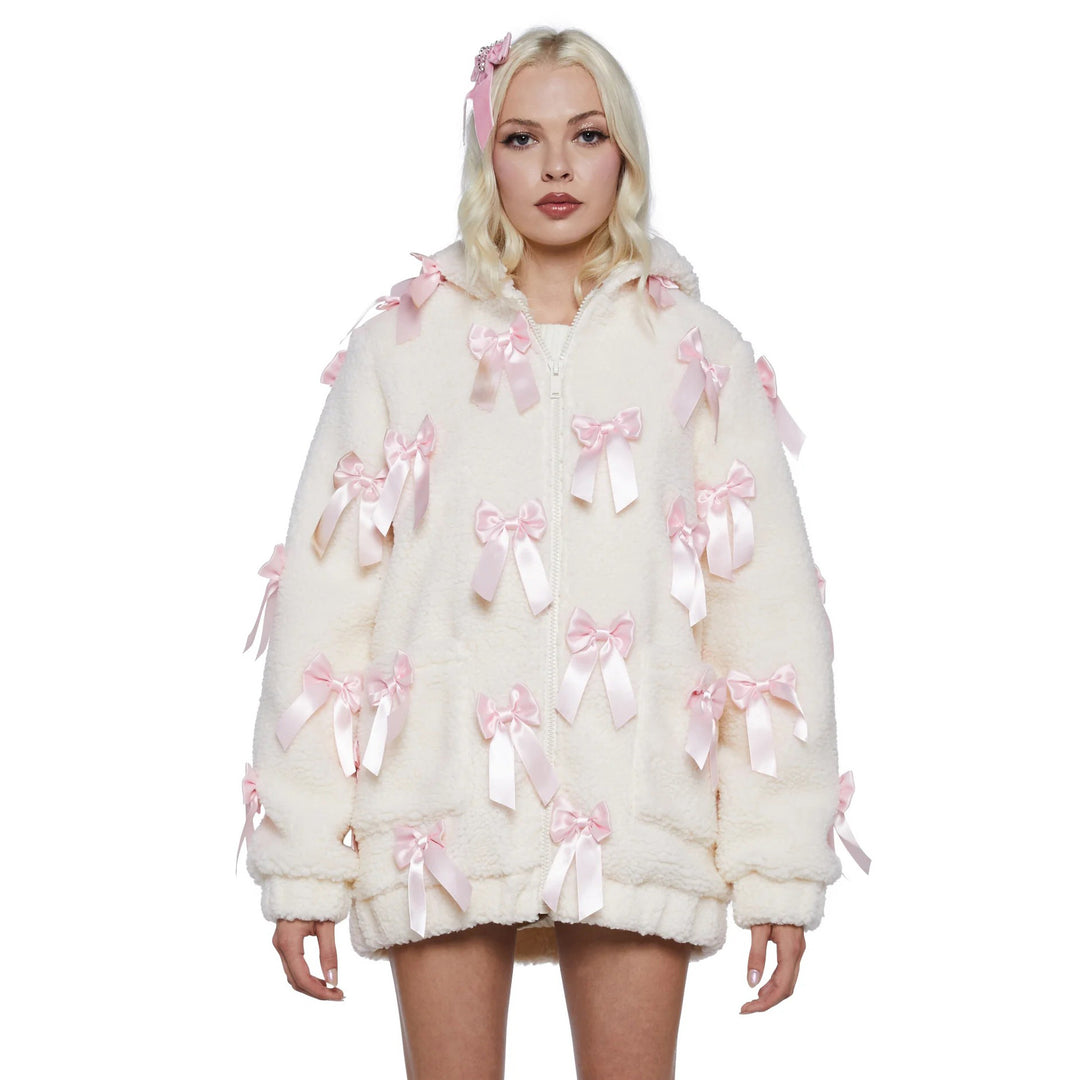 Damen Fleecejacke mit aufwendigen Satinschleifen Drune
