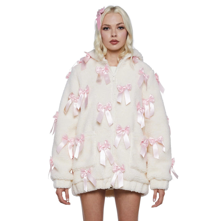 Damen Fleecejacke mit aufwendigen Satinschleifen Drune