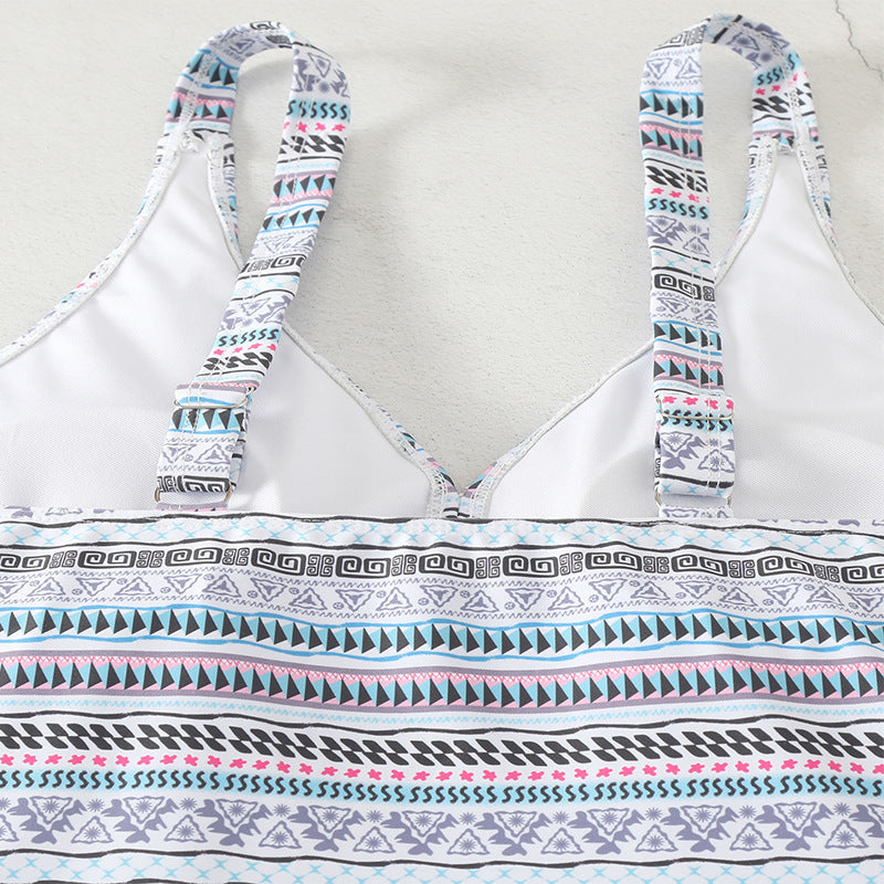 Damen Tankini mit modischem Streifenmuster und dekorativem Detail Drune