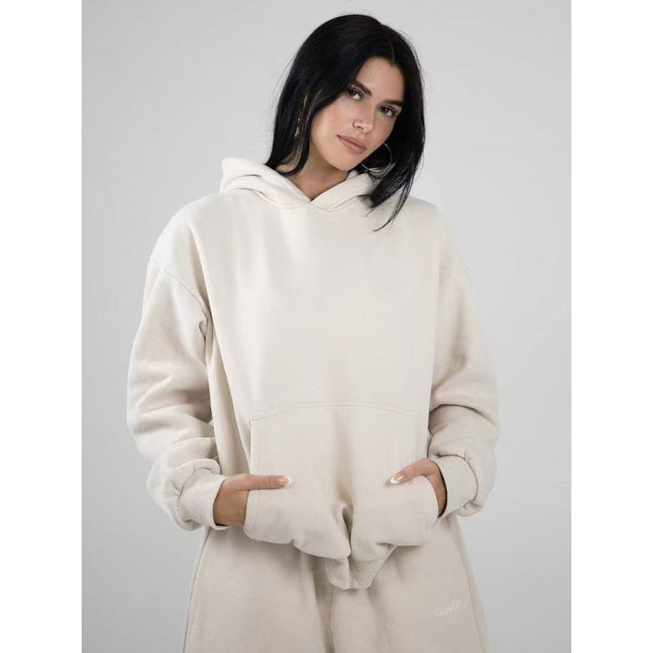 Damen nan extraweicher Oversize-Hoodie mit strukturierter Kängurutasche, überschnittener Schulter und angerauter Innenseite Drune