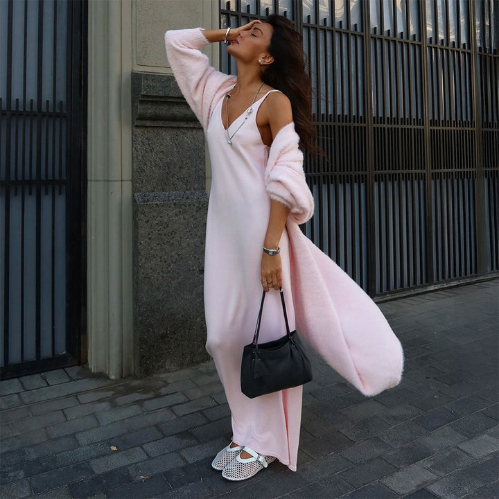 Damen Flauschiger Cardigan mit überschnittenen Schultern Drune