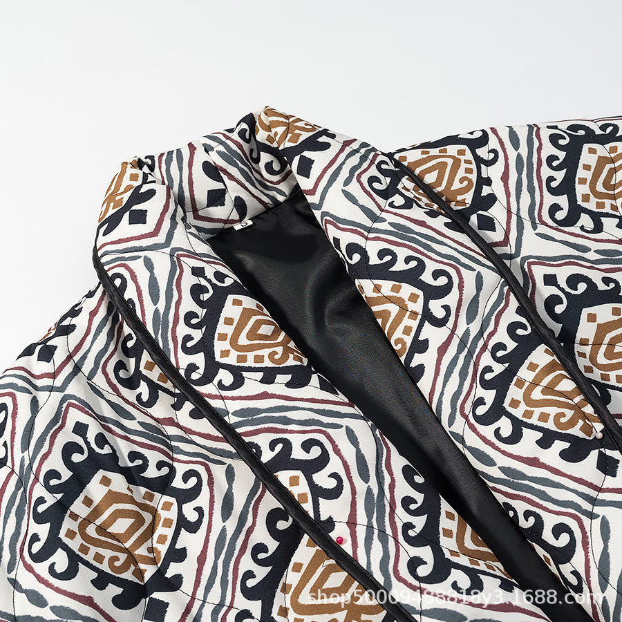 Damen modische blazerjacke mit taillierbarem Gürtel und einzigartigem Muster Drune