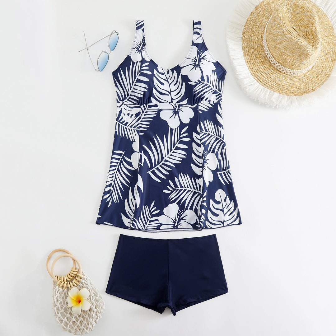 Damen nan Tankini-Set mit tailliertem Empire-Top und hochgeschnittener Badeshorts Drune