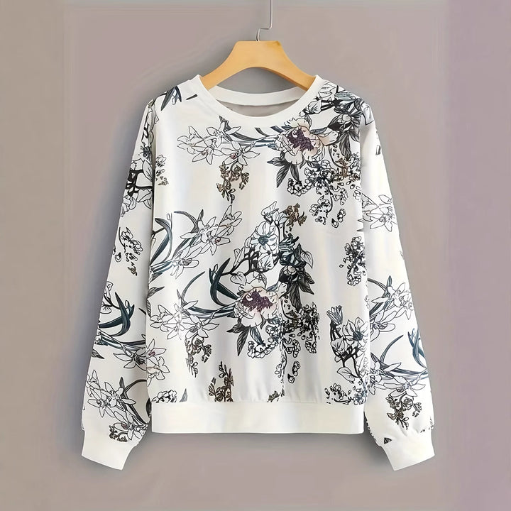 Damen Sweatshirt mit floralem Druck und relaxed Fit Drune