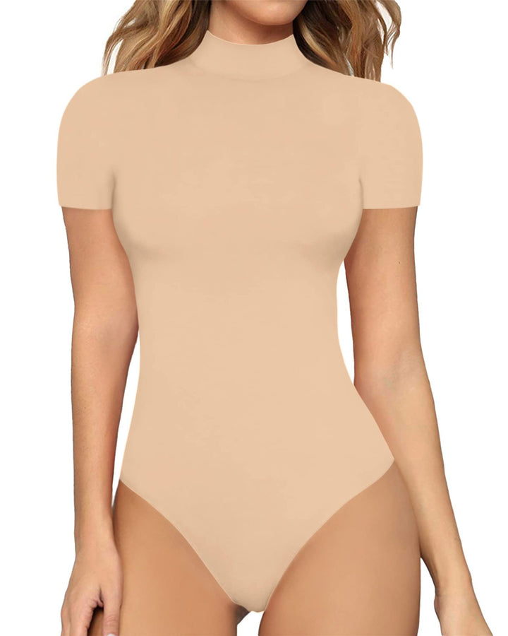 Damen Body mit hohem Kragen und Kurzarm Drune