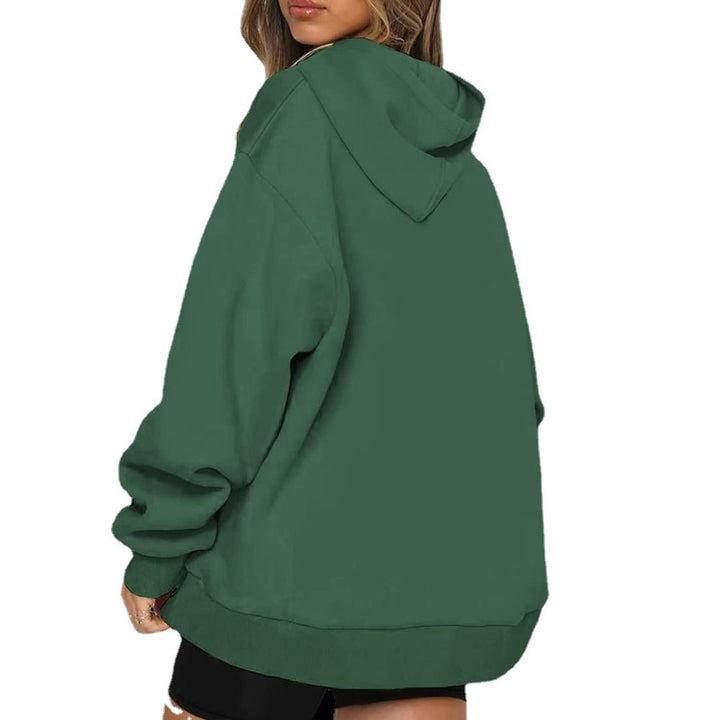 Damen Oversize Kapuzenpullover mit halbem Reißverschluss Drune