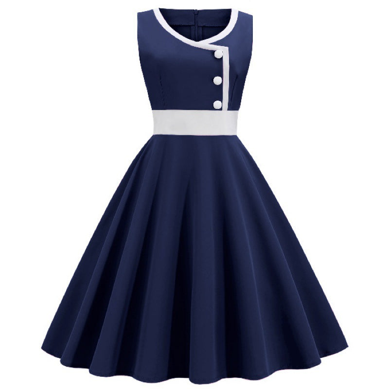 Damen Swingkleid mit hochwertigem A-Linien Schnitt und eleganten Knopfdetails Drune