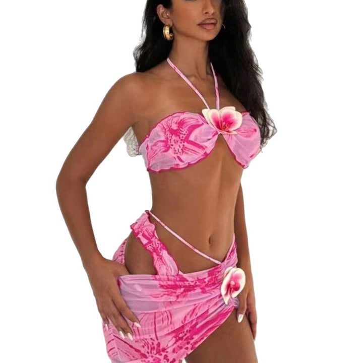Damen Bikini-Set mit floralem Wickelrock und verstellbarem Oberteil Drune