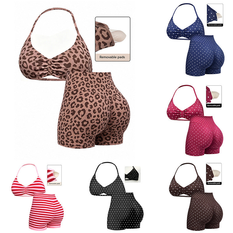 Damen Sportliches Bikini-Set mit hochgeschnittenen Shorts und rüschendetail Drune