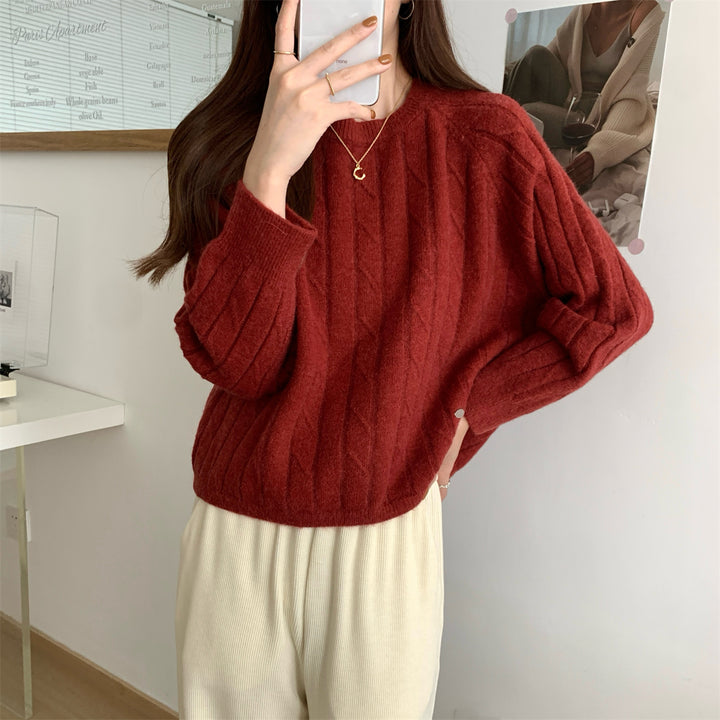 Damen Grobstrickpullover mit strukturiertem Muster und lässigem Schnitt Drune