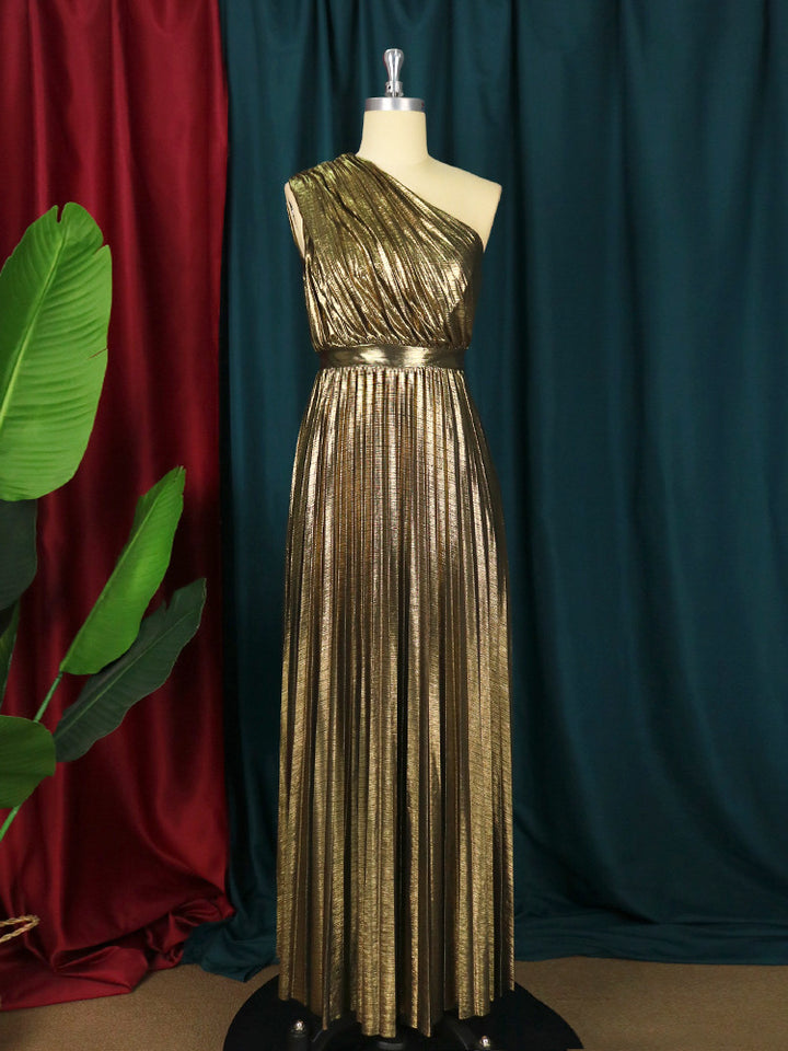 Damen plissiertes Abendkleid mit schimmerndem Oberteil Drune