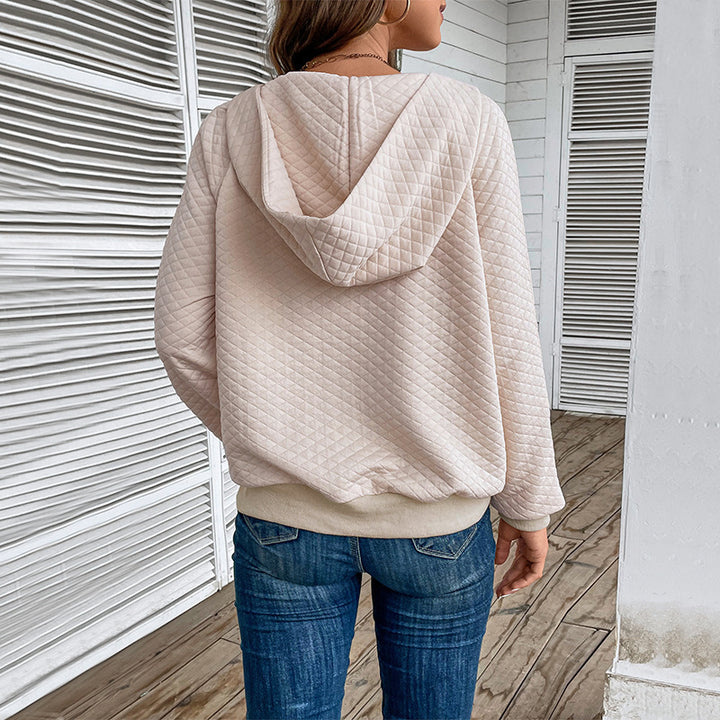 Damen modischer Sweatpullover mit Reißverschluss und Piqué-Muster Drune