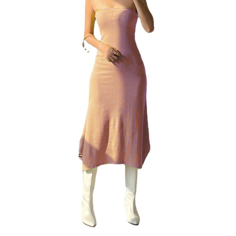 Damen Maxikleid mit schulterfreiem Design und figurschmeichelnder Passform Drune
