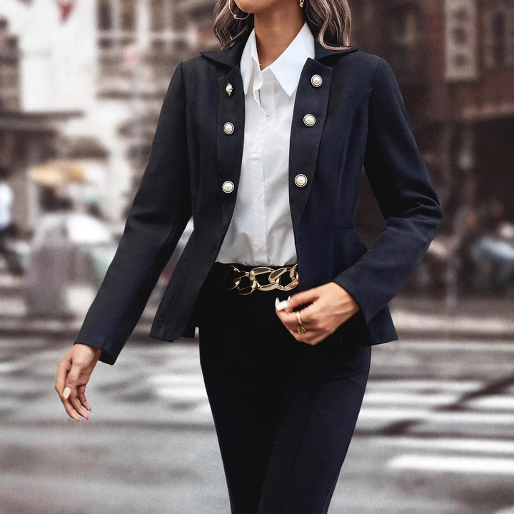Damen elegante Bikerjacke mit Knöpfen und taillierter Silhouette Drune