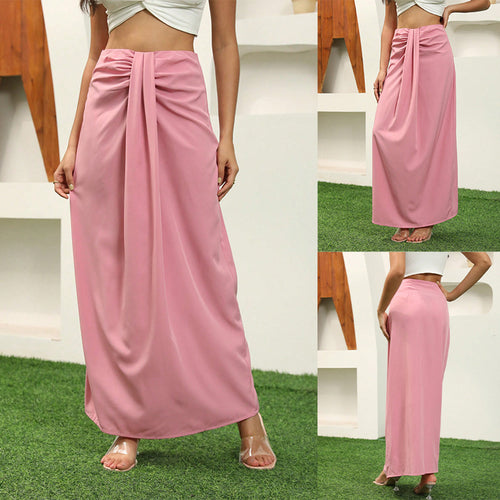 Damen Maxirock mit Raffungen und eleganter Schleife Drune
