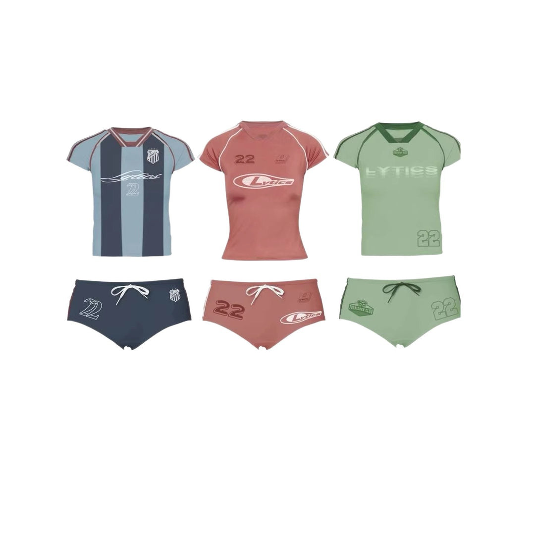 Damen Sport-Set mit figurbetonter Shorts und kurzärmeliger Oberteil Drune