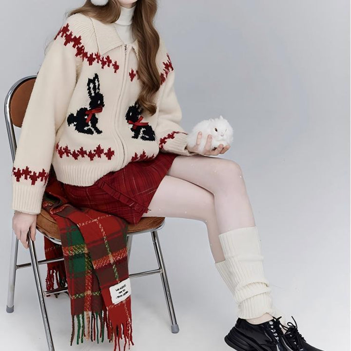 Damen Strickjacke mit einzigartigem Motiv und farblichen Akzenten Drune