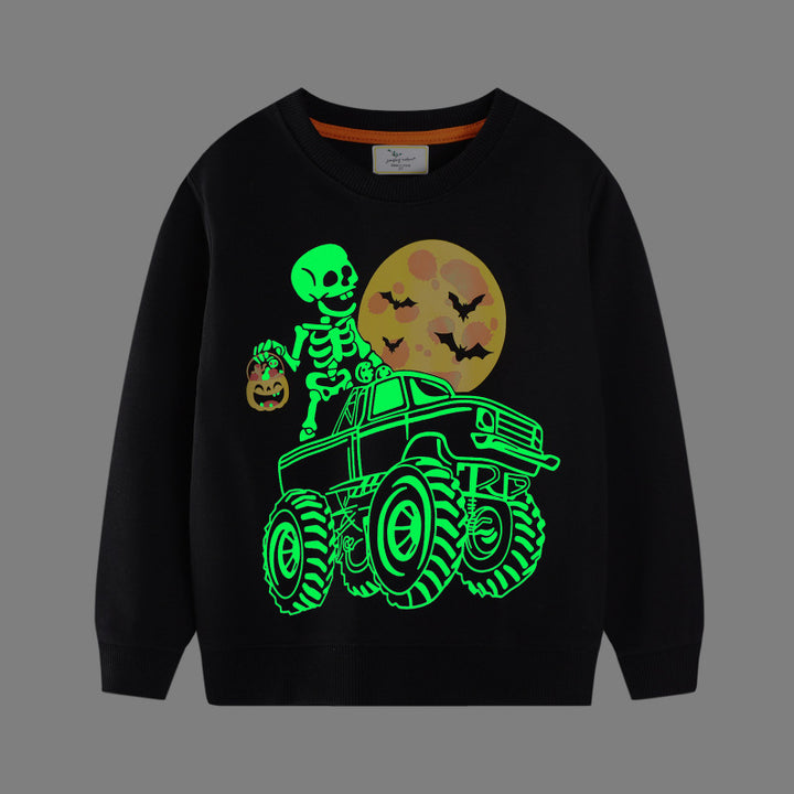 Jungen Sweatshirt mit gruseligem Skelett-Motiv Drune
