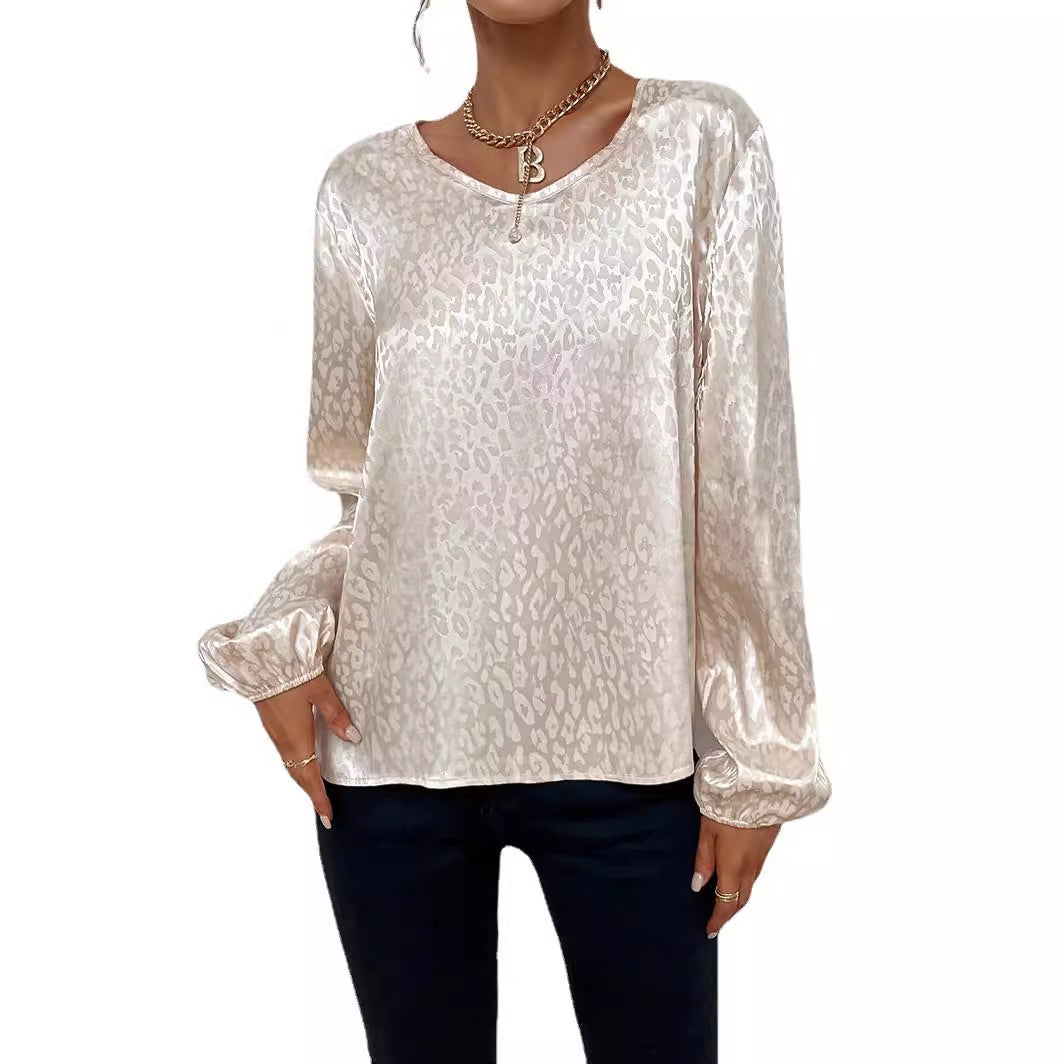 Damen Elegantes Blusentop mit V-Ausschnitt und voluminösen Ärmeln Drune
