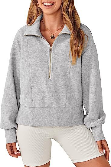 Damen sportlicher Fleece-Pullover mit Reißverschluss und lässigem Schnitt Drune
