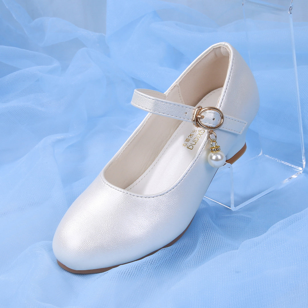 Mädchen Elegante Ballerinas mit verstellbarem Riemen und Perlenanhänger Drune
