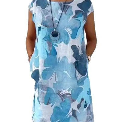 Damen Leichtes Strandkleid mit floralem Muster und Taschen Drune