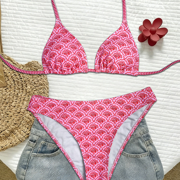 Damen Triangel-Bikini mit animalischem Muster und verstellbaren Trägern Drune