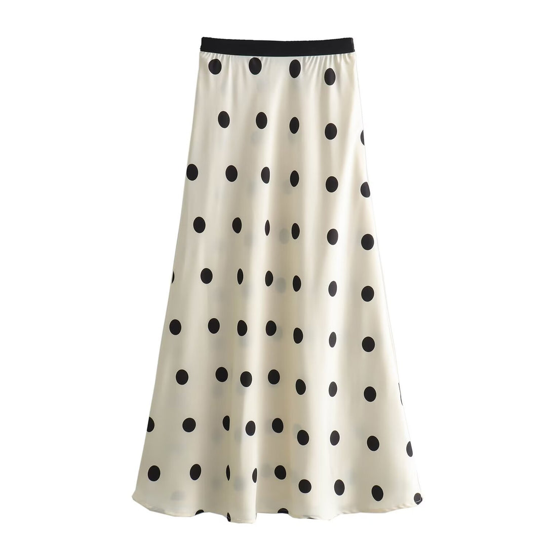 Damen Maxi-Rock mit elegantem Punktmuster und elastischem Bund Drune