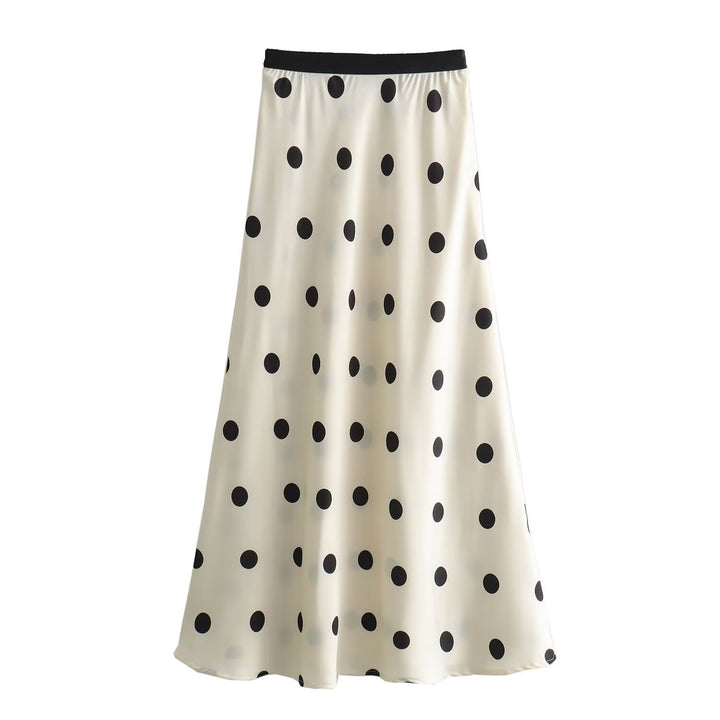 Damen Maxi-Rock mit elegantem Punktmuster und elastischem Bund Drune