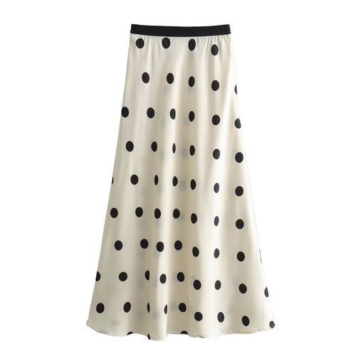 Damen Maxi-Rock mit elegantem Punktmuster und elastischem Bund Drune