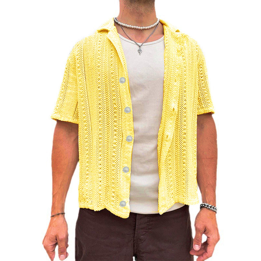 Herren Kurzarm Strickhemd Drune
