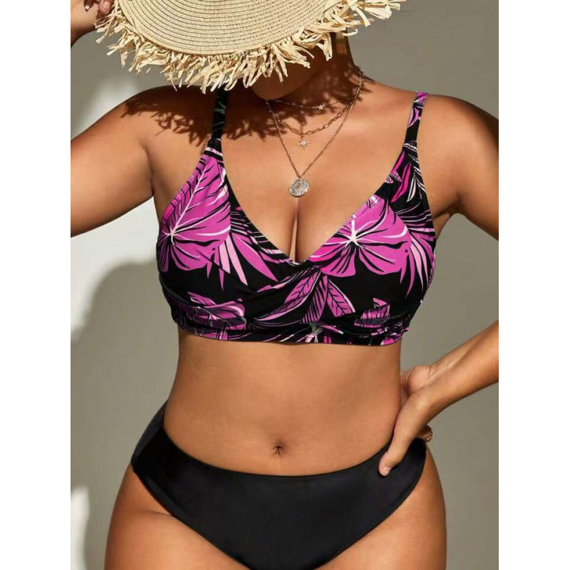 Damen Bikini-Top mit tiefem V-Ausschnitt und floralem Design Drune