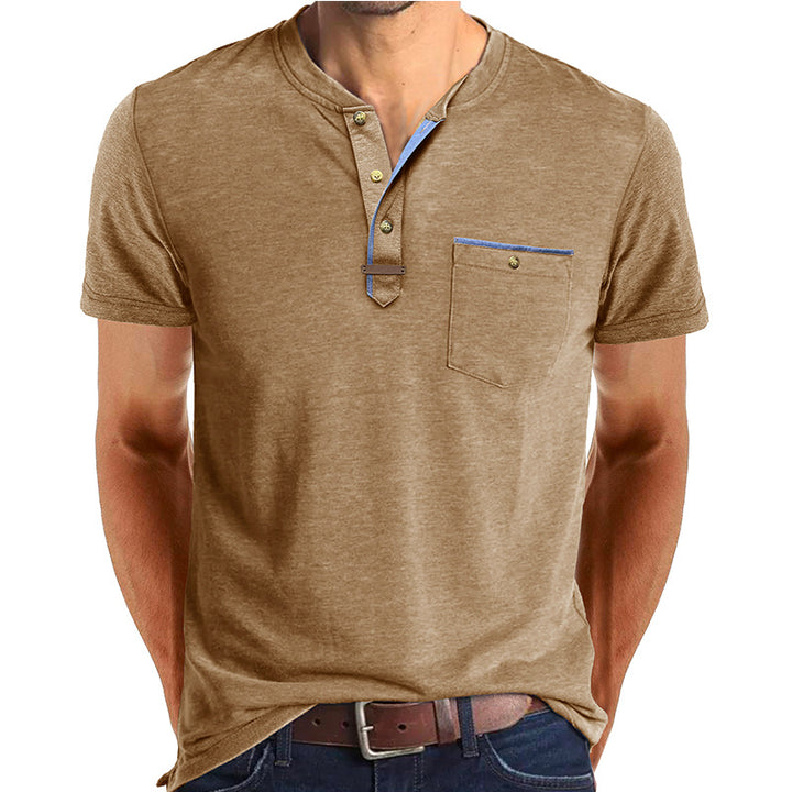 Herren Kurzarm-Henley T-Shirt mit modischen Akzenten Drune