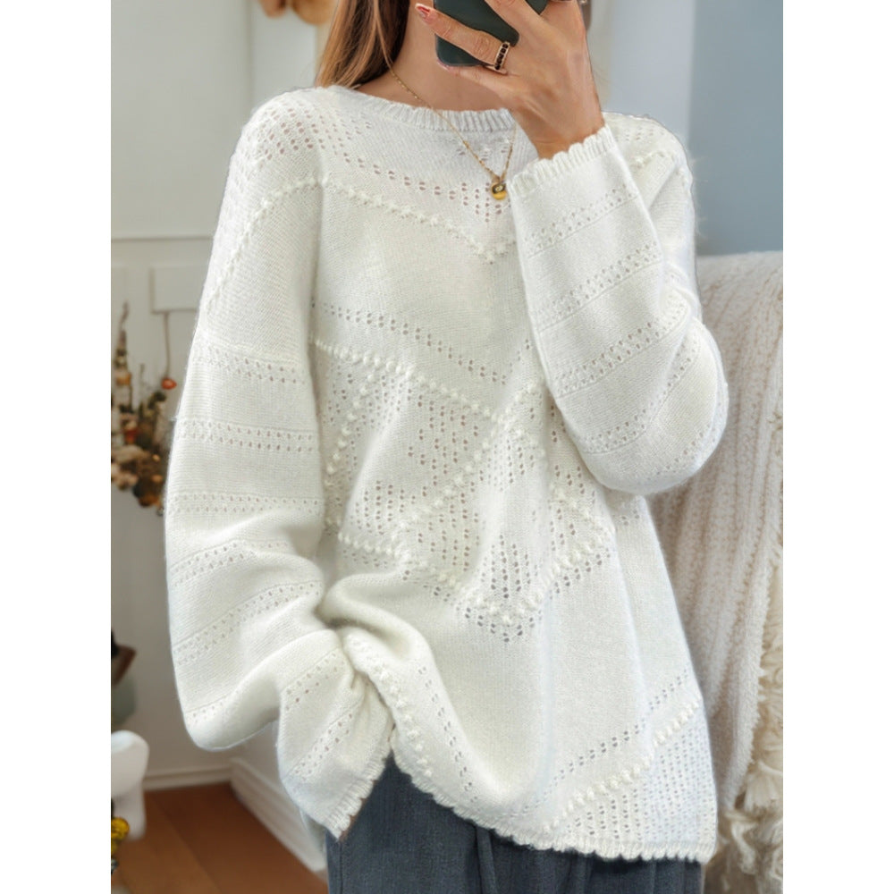 Damen weicher Strickpullover mit raffinierten Strukturmustern und lässigem Schnitt Drune