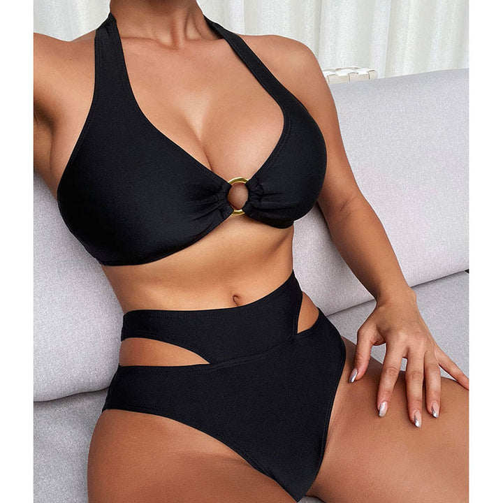 Damen Hochtaillierter Bikini mit Cut-Out-Details und elegantem Ring Drune