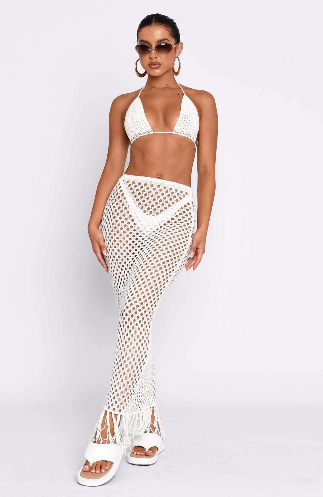Damen gehäkelter Bikini und Röhrenhose Set Drune