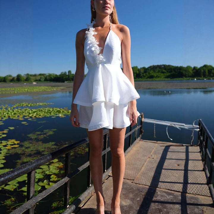 Damen Neckholder Kleid mit voluminösem Rock Drune