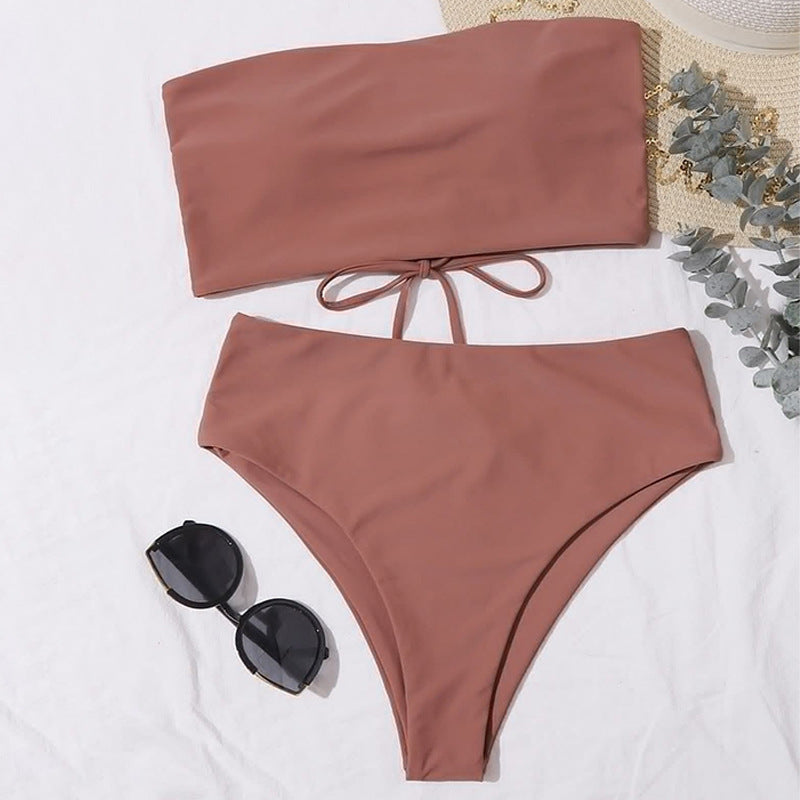 Damen Bandeau-Bikini mit hoher Taille Drune