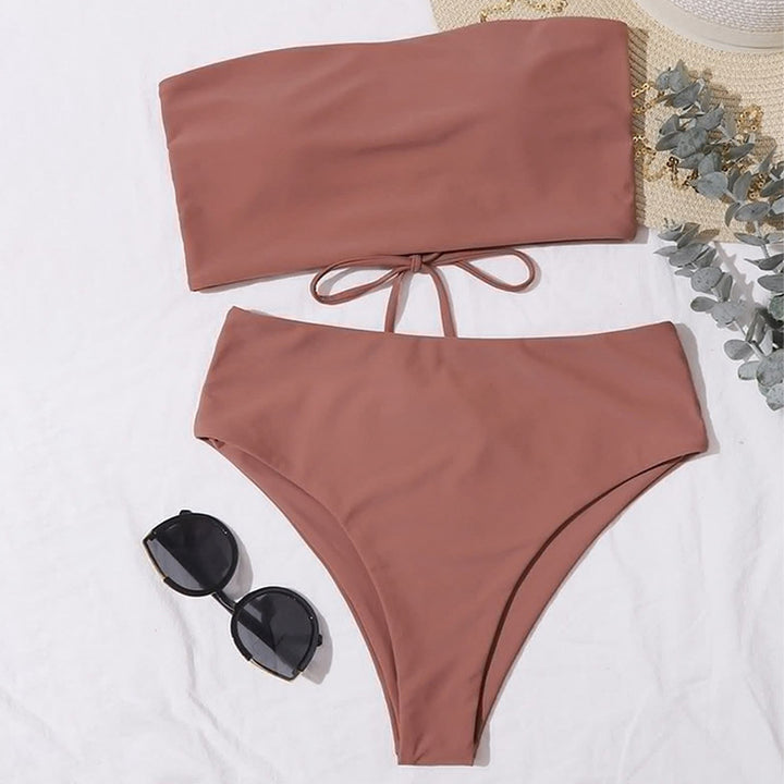 Damen Bandeau-Bikini mit hoher Taille Drune