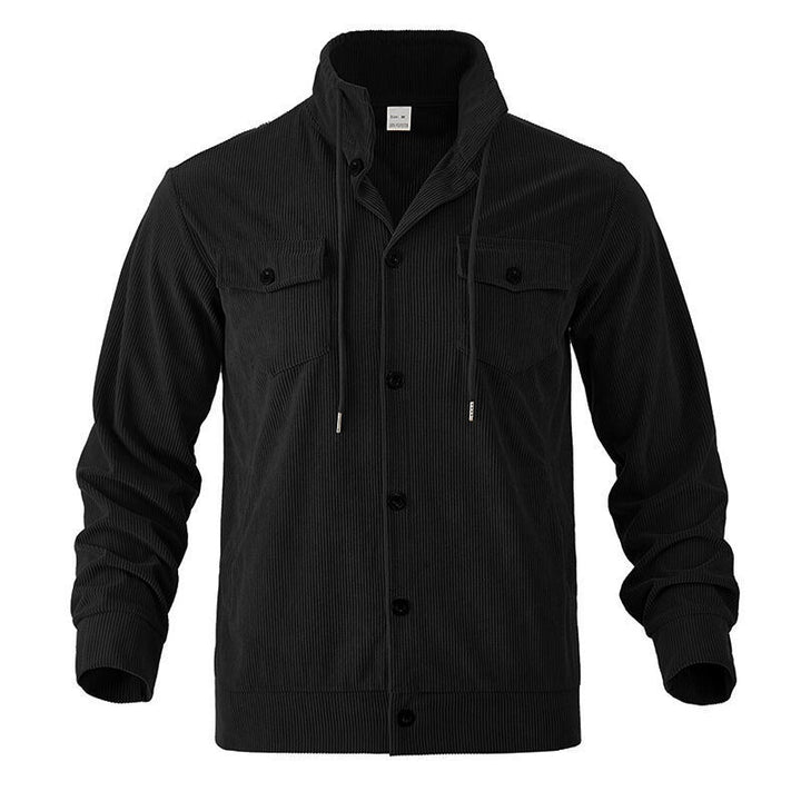 Herren gestreifte Utility-Jacke mit hochschließendem Kragen Drune