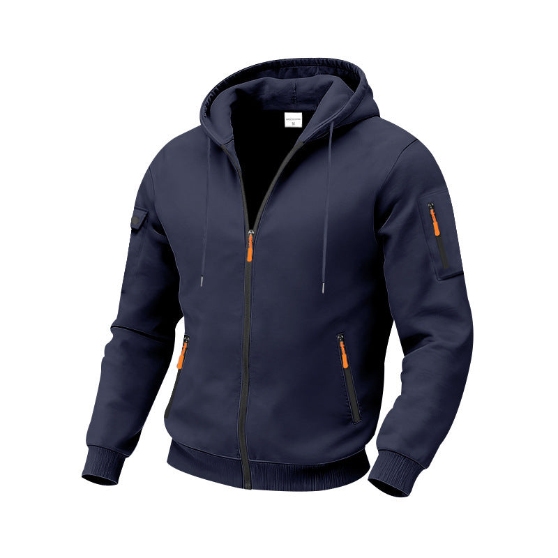 Herren nan technische Kapuzenjacke mit Reißverschluss, zipptaschen und Ärmeltasche Drune
