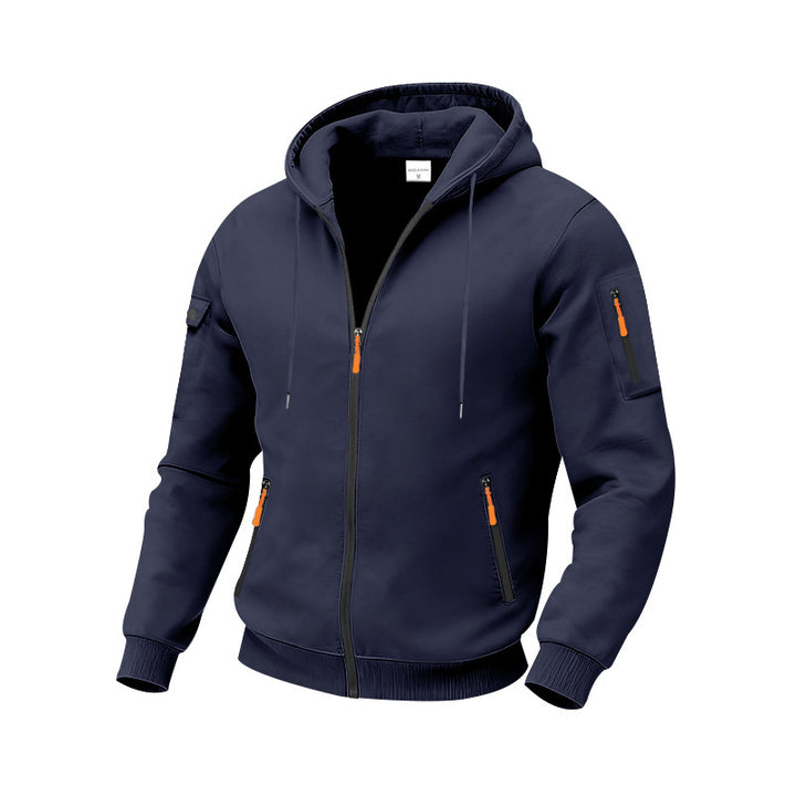 Herren nan technische Kapuzenjacke mit Reißverschluss, zipptaschen und Ärmeltasche Drune