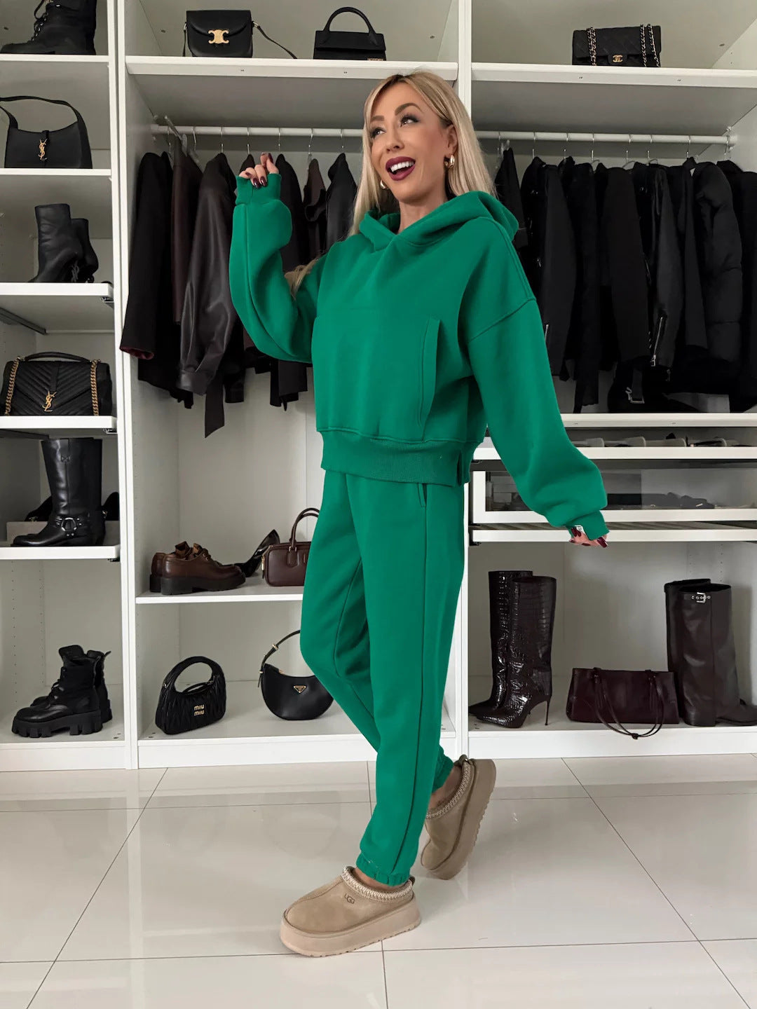 Damen Gemütliches Hoodie- und Jogginghosen-Set aus hochwertigem Material Drune