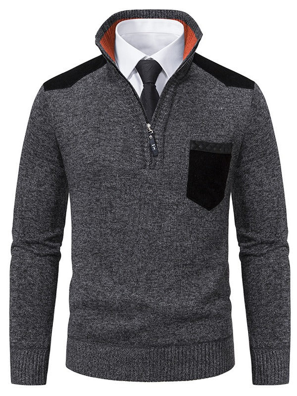 Herren modischer Pullover mit kurzem Reißverschluss und eleganten Details Drune