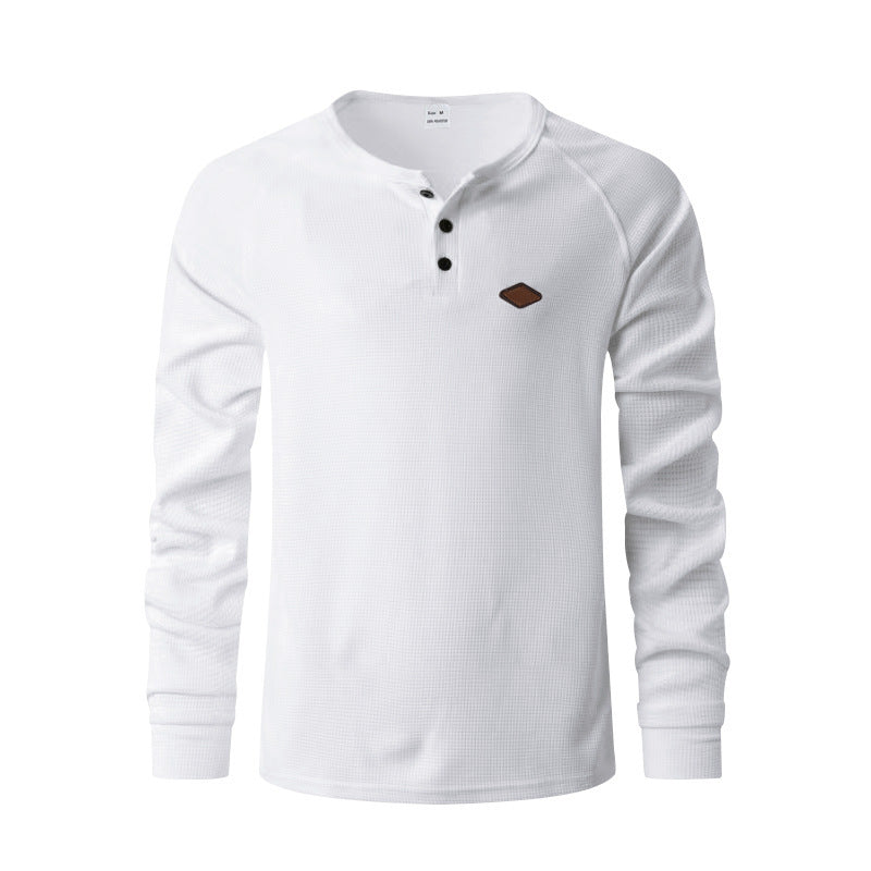 Herren Langarmshirt mit Knopfleiste und Struktur Drune